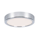 Round chrome ceiling light with white diffuser for modern LED room lighting