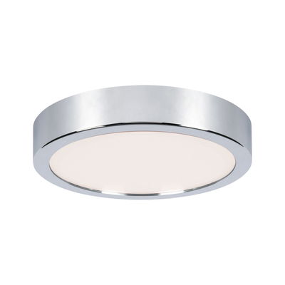 Round chrome ceiling light with white diffuser for modern LED room lighting