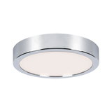 Rund loftlampe i krom med hvid diffusor til moderne LED-rumlys