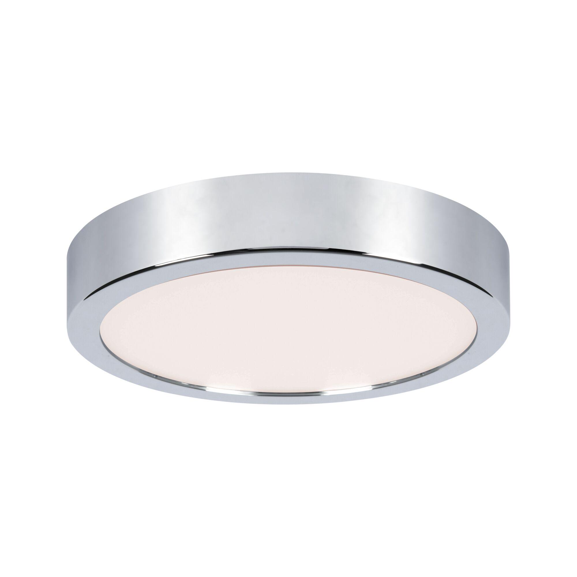 Round chrome ceiling light with white diffuser for modern LED home lighting