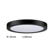 Plafonnier LED rond avec cadre métallique noir et diffuseur blanc, éclairage intérieur économe en énergie