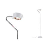 Modern floor lamp with white shade and chrome metal frame for stylish living room lighting