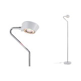Moderne vloerlamp met witte kap en chromen metalen frame voor stijlvolle woonkamerverlichting