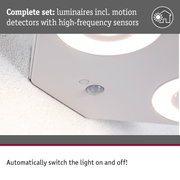 White LED ceiling light with motion detector and high-frequency sensor for automatic switching