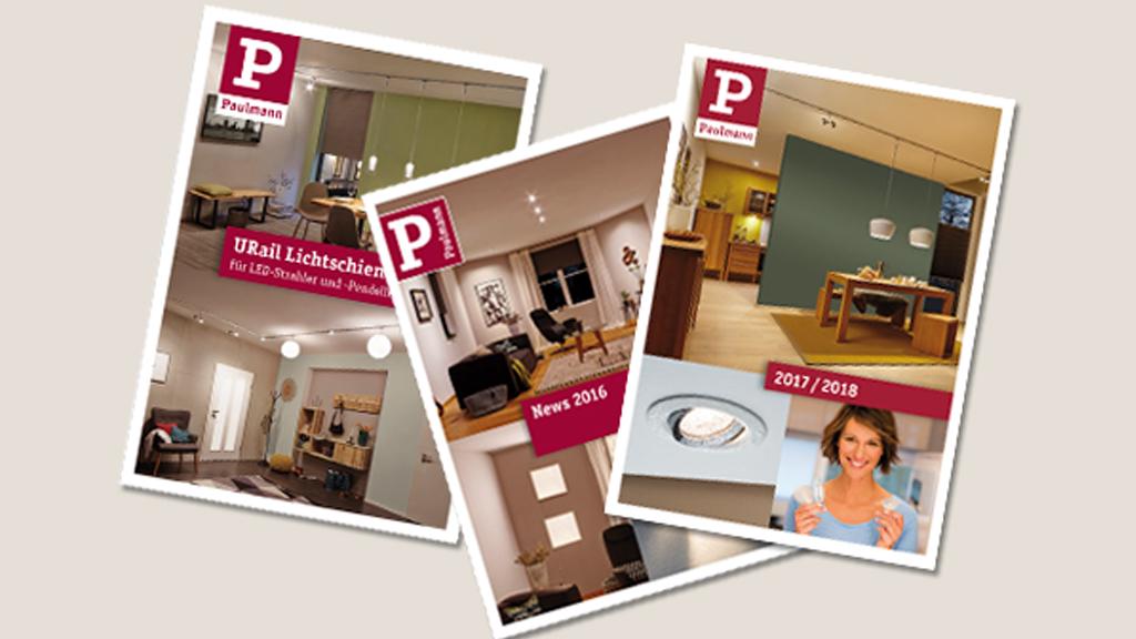 Drie Paulmann catalogi met LED-verlichting en moderne binnenverlichtingsoplossingen.