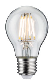 Classic LED light bulb with clear glass and silver base for energy-efficient lighting