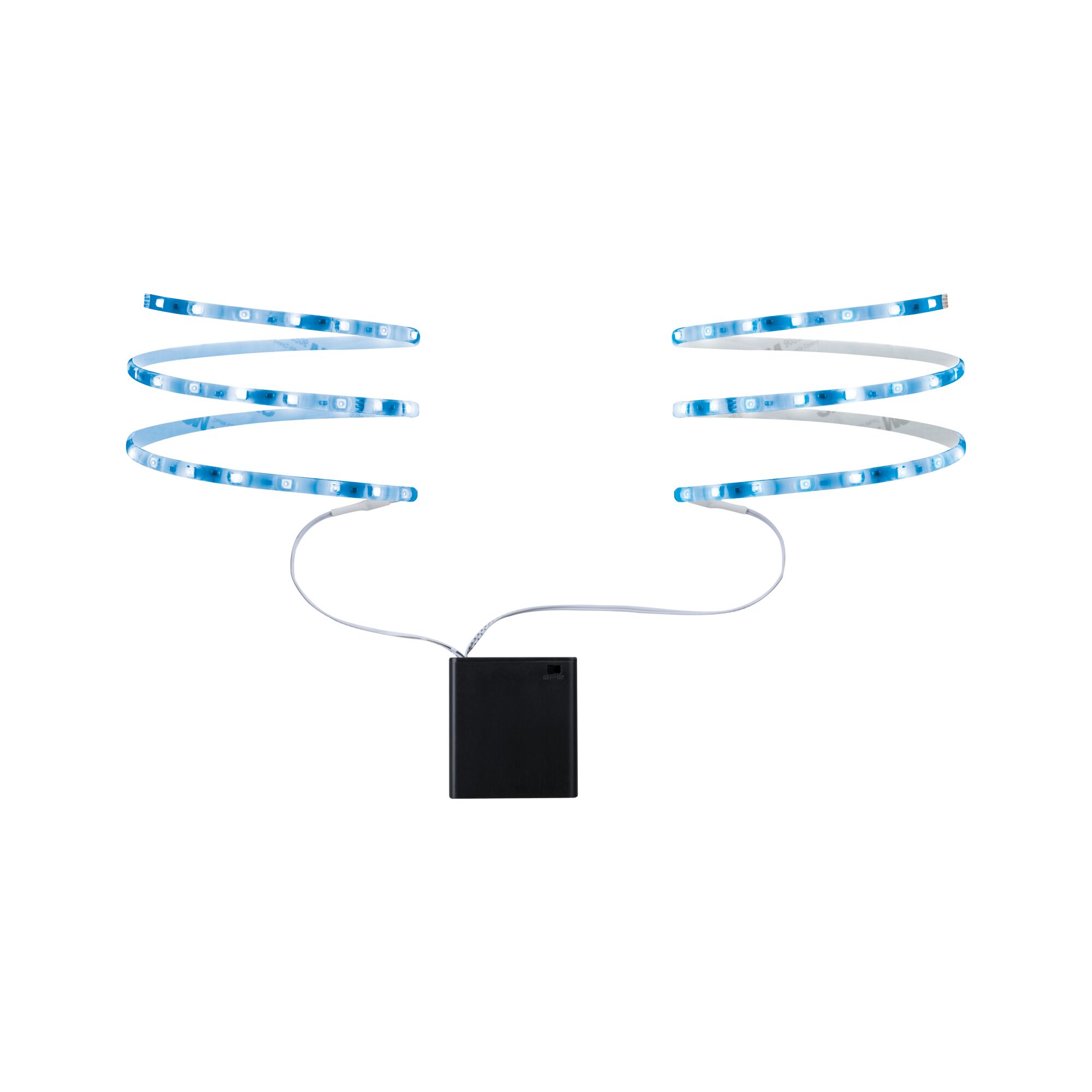 Bande LED flexible avec éclairage bleu-blanc et boîtier de commande noir pour accents lumineux variés