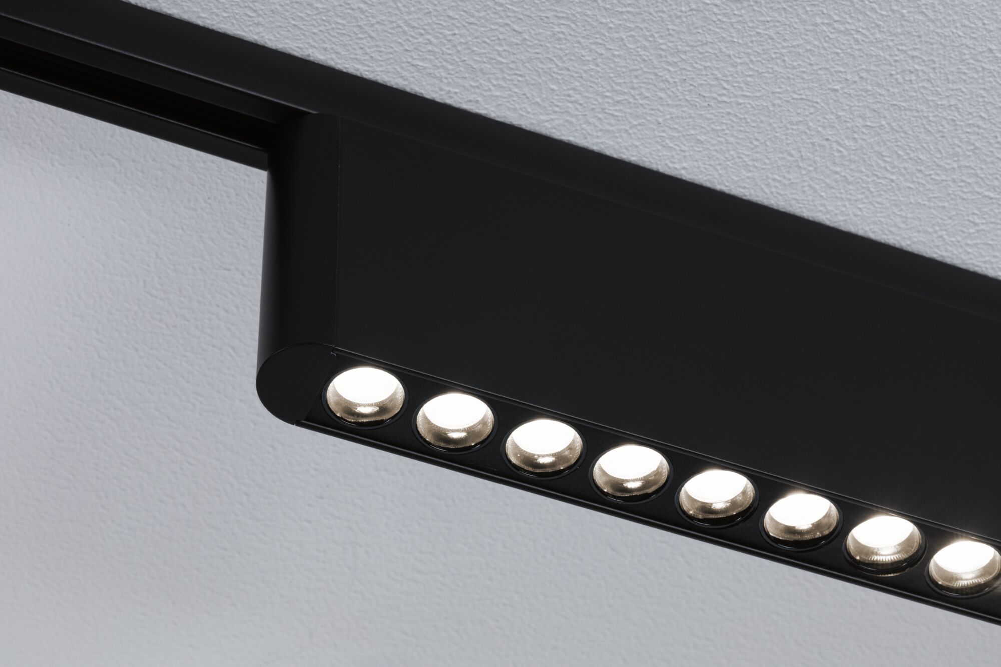 Black metal LED ceiling light with multiple round bulbs for modern interior lighting