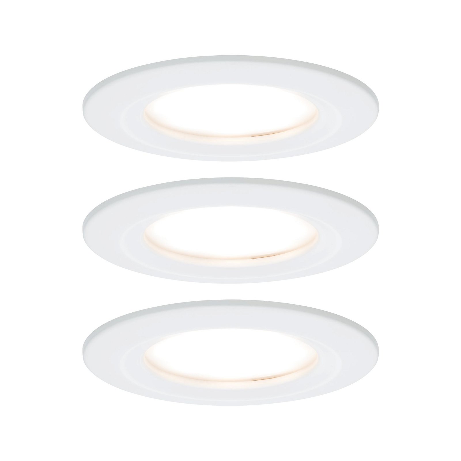 LED Recessed luminaire 3-Step-Dim Nova Coin Basic Set Rigid IP44 round 78mm Coin 3x6,5W 3x460lm 230V dimmable 2700K Matt white