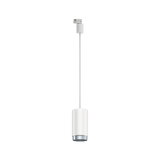 Moderner weißer LED-Pendelleuchte mit zylindrischem Design und silbernem Rand für Innenbeleuchtung