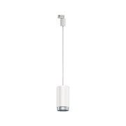 Modern white metal LED pendant light with silver trim for stylish indoor lighting solutions