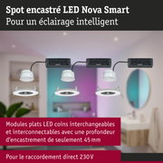 Spot encastré LED Nova Smart blanc avec module noir pour éclairage intelligent