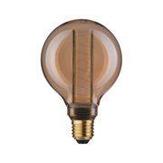 Runde LED-Glühbirne mit braunem Glas und goldfarbenem Sockel für dekorative Beleuchtung