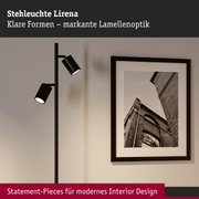 Schwarze Stehleuchte Lirena mit markanter Lamellenoptik für modernes Interior Design