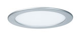 Round LED recessed panel with silver aluminum frame and white diffuser for modern room lighting