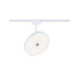 Rundes weißes LED-Schienenlicht mit mattem Diffusor und Metallakzent für moderne Raumbeleuchtung