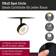 Schwarzer URail Spot Circle Strahler mit einstellbarer Lichtfarbe und 3-Stufen-Dimmfunktion für Wohnräume