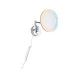 Ronde wandspiegel met LED-verlichting in chroom met warm- en koelwit licht voor badkamer.