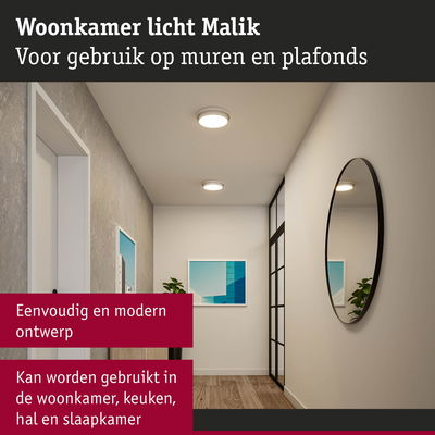 Woonkamerlicht Malik wit voor wand- en plafondmontage, moderne energiezuinige LED-verlichting