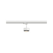 White metal LED spotlight on track system for flexible room lighting solutions