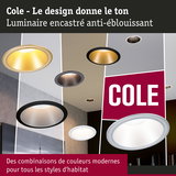 Luminaires encastrés Cole anti-éblouissants en noir, blanc et or pour un éclairage moderne intérieur