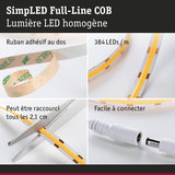 Bande LED avec 384 LEDs/m, ruban adhésif, coupable tous les 2,1 cm, connexion facile pour éclairage LED