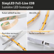 Bande LED flexible avec 384 LED par mètre, adhésive et découpable pour un éclairage personnalisé