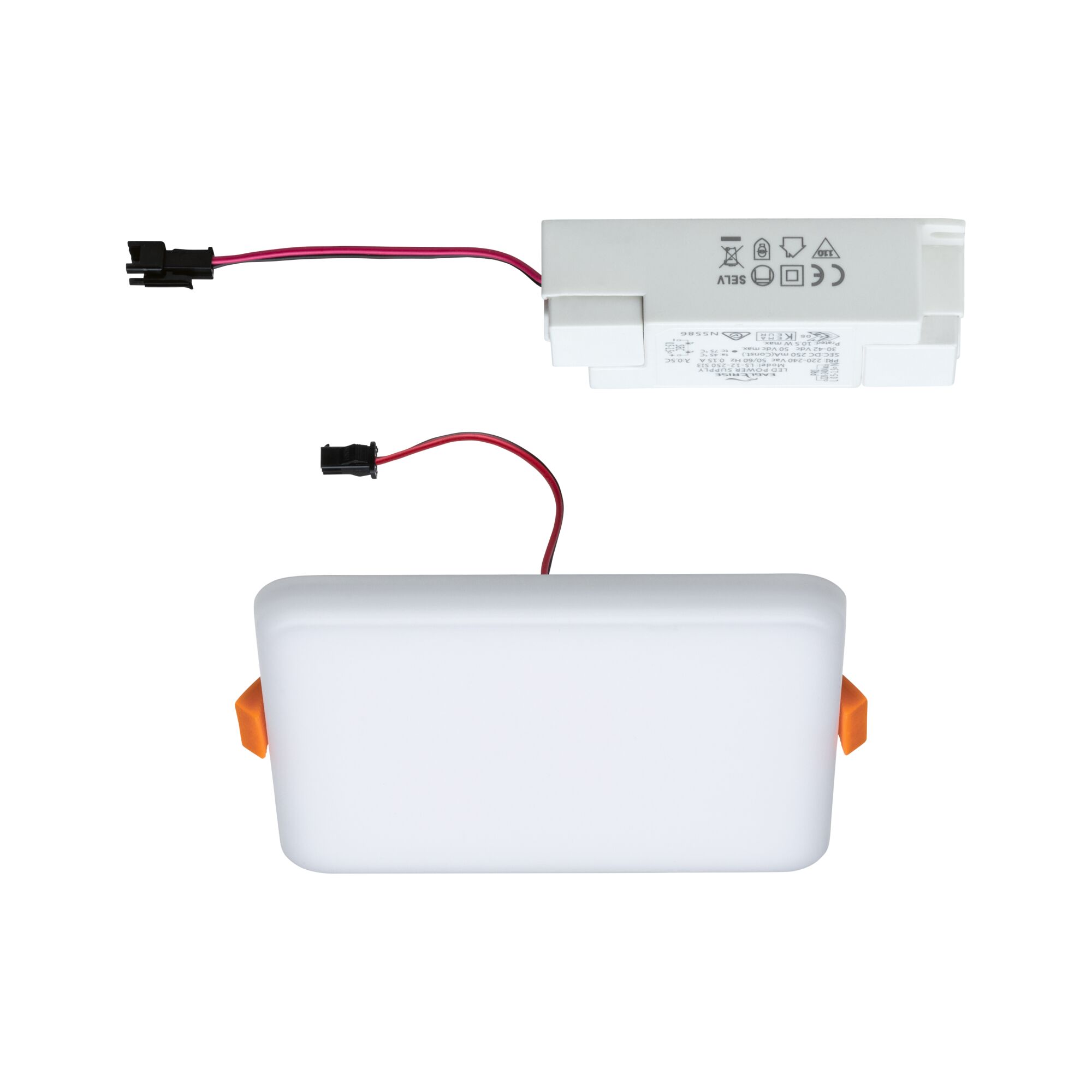 Panneau LED encastré rectangulaire blanc avec câble de connexion et driver pour éclairage moderne