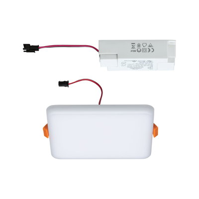 Rectangular white LED recessed panel with connector cable and driver for modern lighting