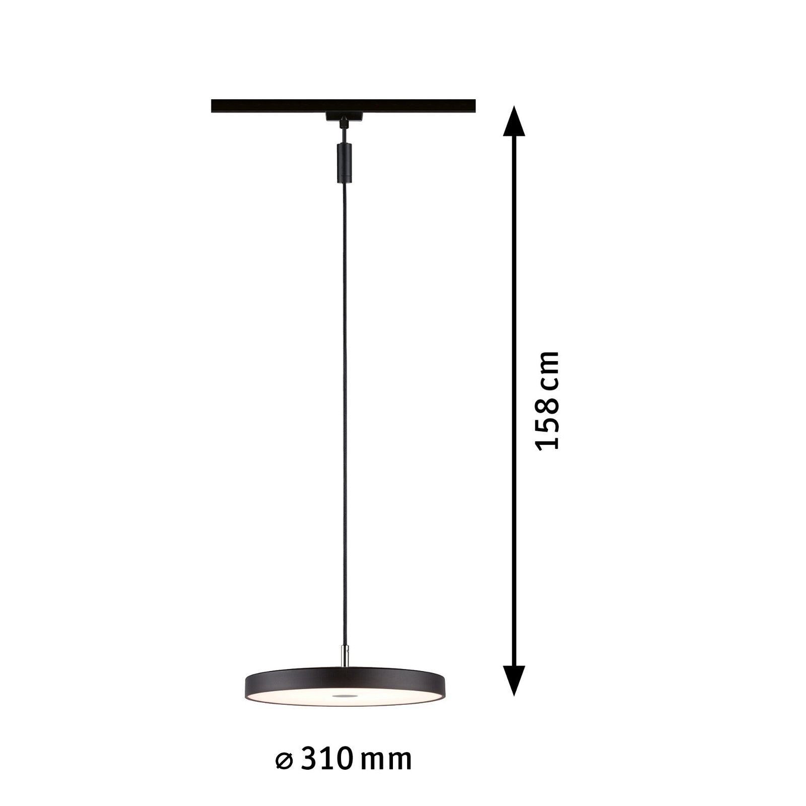 URail LED Pendant 3-Step-Dim Hildor 850lm 15W 3000K dimmable 230V Black matt