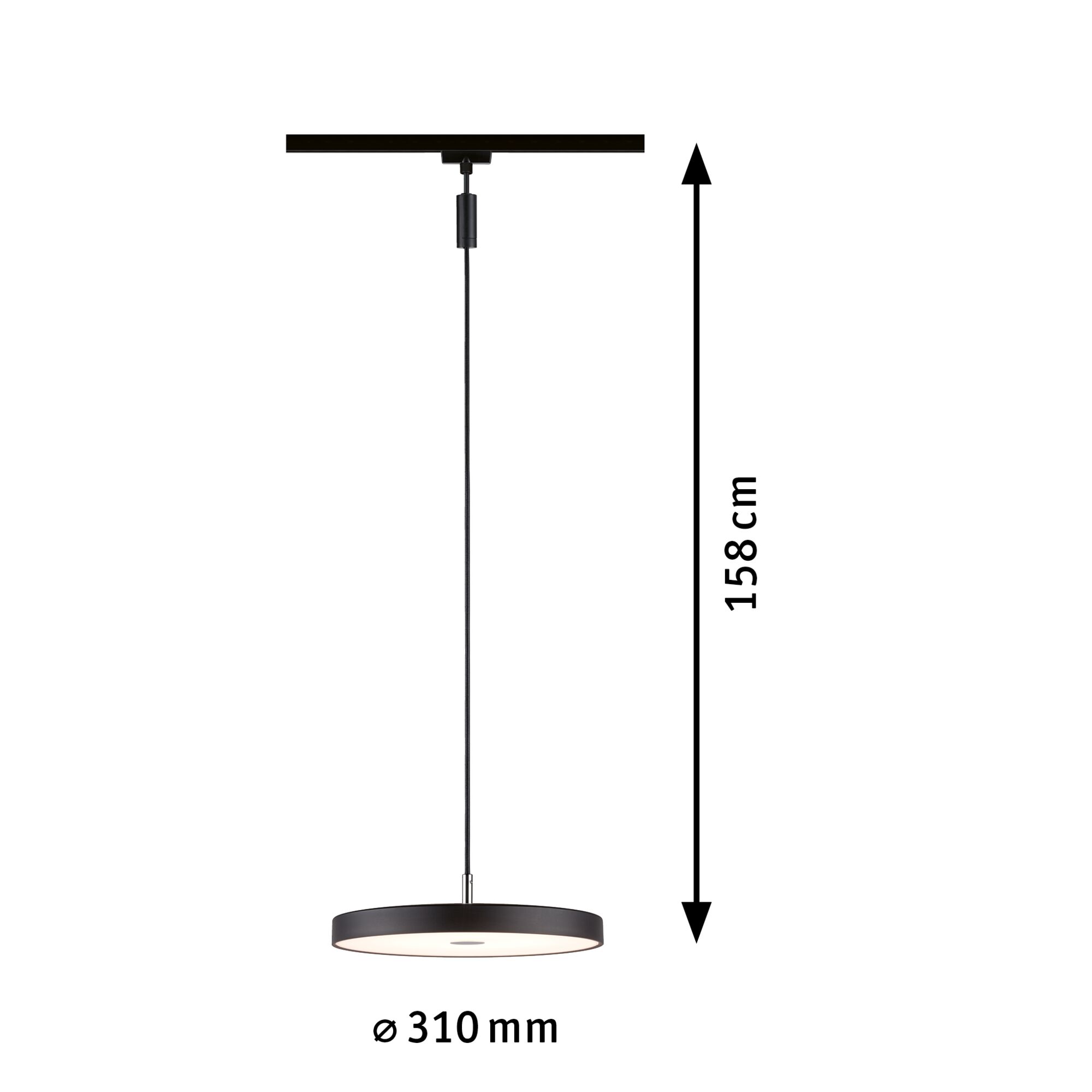 Czarna okrągła lampa wisząca LED z metalu o średnicy 31 cm i długości 158 cm
