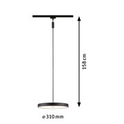 Czarna okrągła lampa wisząca LED z metalu o średnicy 31 cm i długości 158 cm