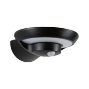 Applique murale extérieure noire en plastique avec détecteur de mouvement et diffuseur blanc pour éclairage de jardin