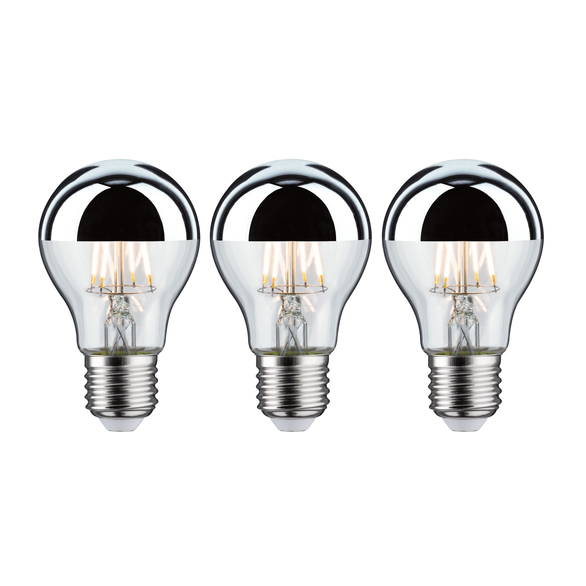 Modern Classic Edition Bundle LED Birne Kopfspiegel E27 230V 3x600lm 3x6,5W 2700K Kopfspiegel Silber