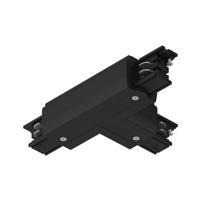 Schwarzer T-Verbinder aus Kunststoff für Schienensysteme, geeignet für LED-Schienenbeleuchtung