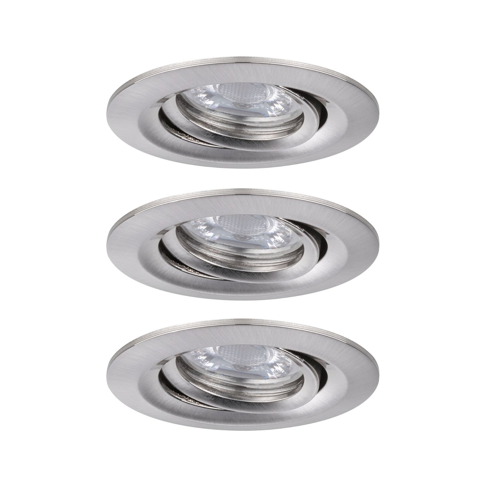 LED Recessed luminaire Easy Dim Nova Mini Plus Coin Basic Set Swivelling round 66mm 15° Coin 3x4,2W 3x300lm 230V dimmable 2700K Brushed iron