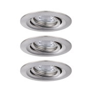 Round recessed spotlight in brushed stainless steel silver for modern LED lighting solutions