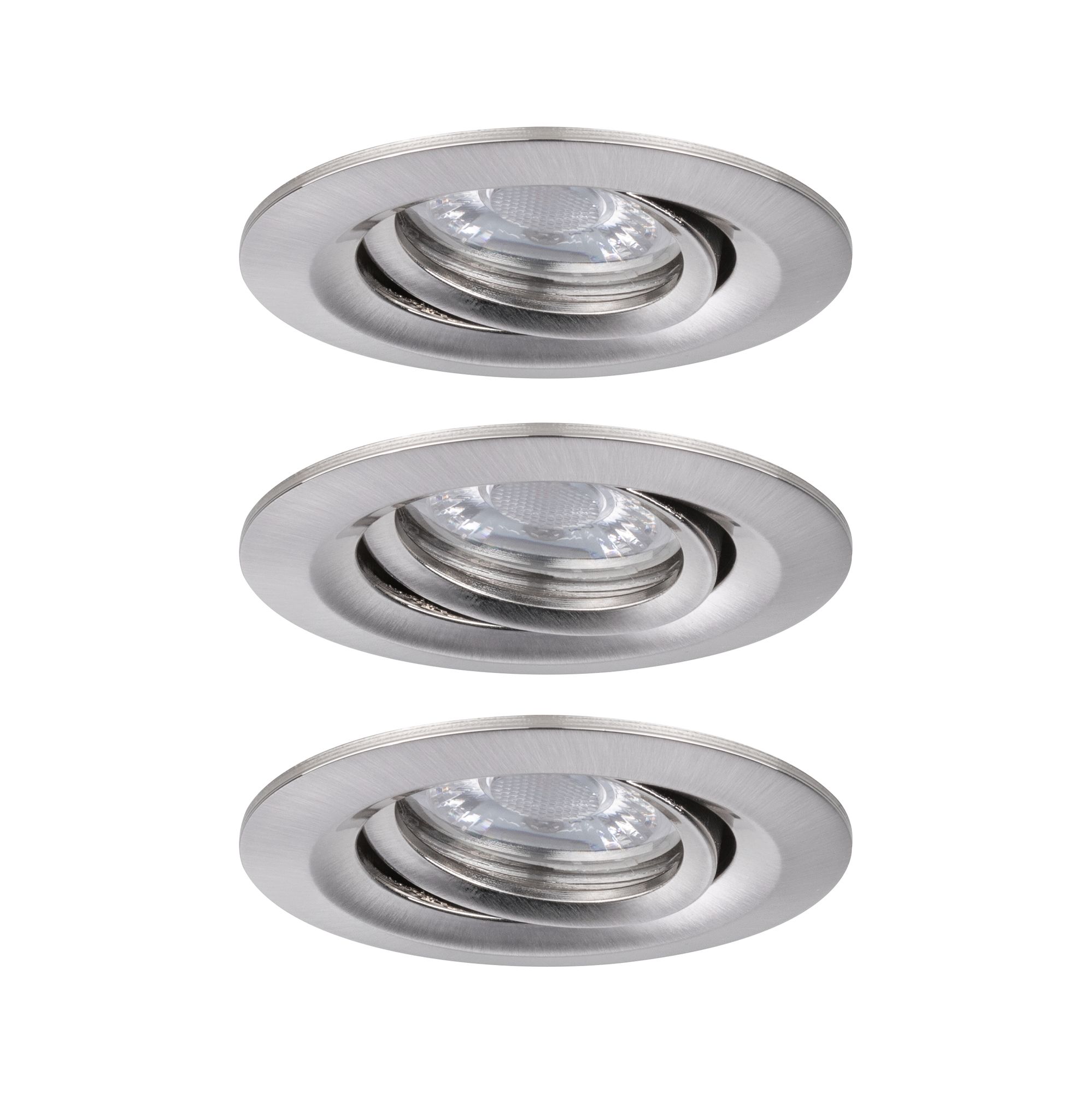 Round recessed spotlight in brushed stainless steel silver for modern LED lighting solutions