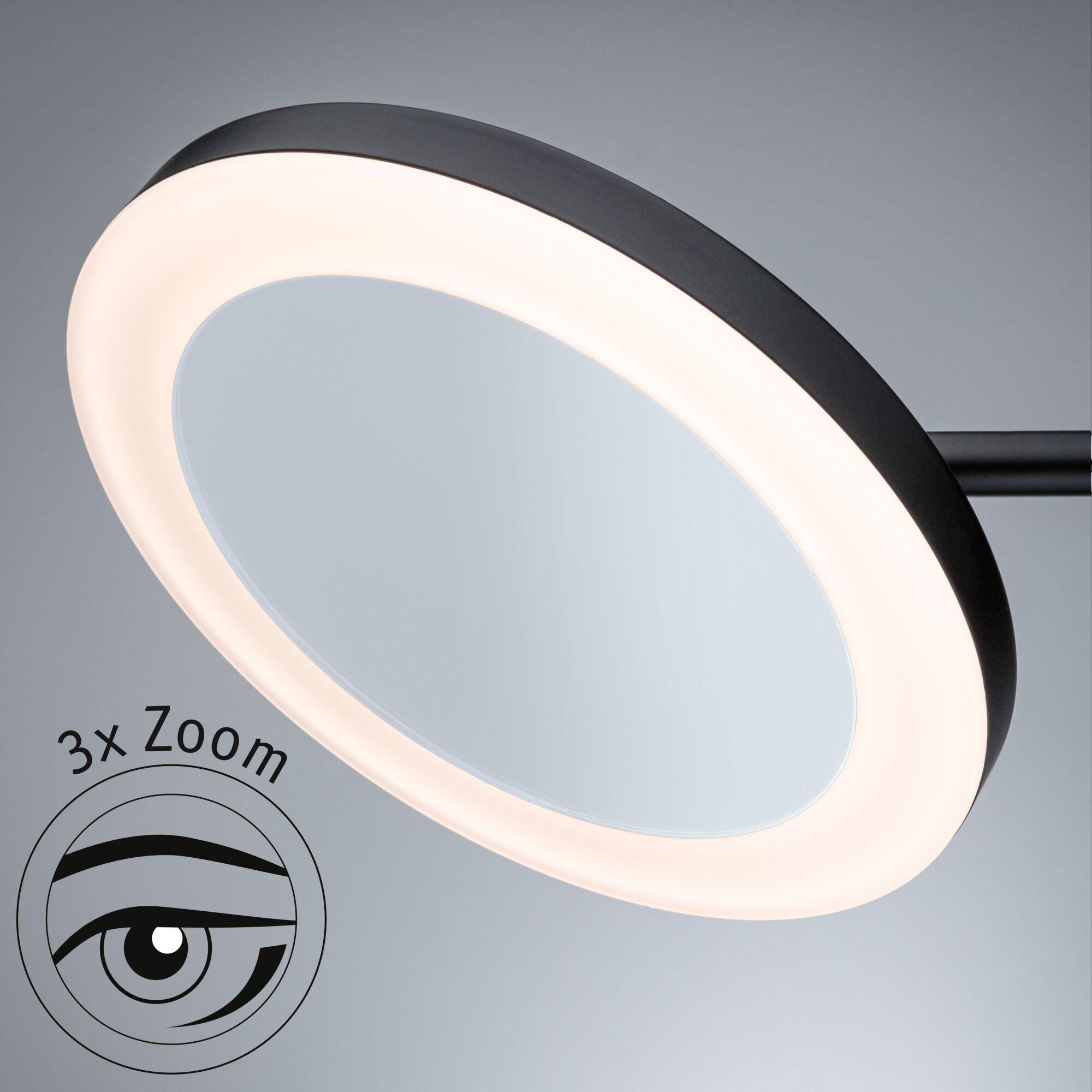 Lampe loupe LED ronde avec cadre noir et zoom 3x pour un éclairage précis et un grossissement