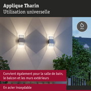 Applique Tharin en acier inoxydable blanc avec indice IP44 pour salle de bain, balcon et murs extérieurs