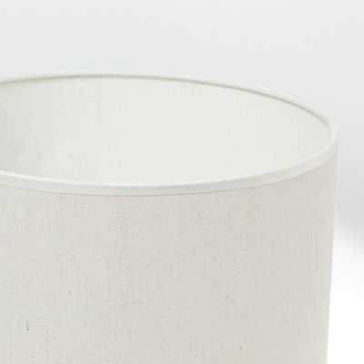 Beige lampenkap van linnenstof met witte rand voor stijlvolle woonverlichting