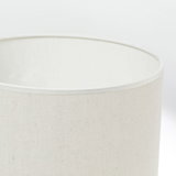 Abat-jour beige en tissu lin avec bord blanc pour un éclairage intérieur élégant