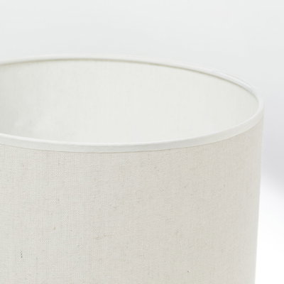 Abat-jour beige en tissu lin avec bord blanc pour un éclairage intérieur élégant