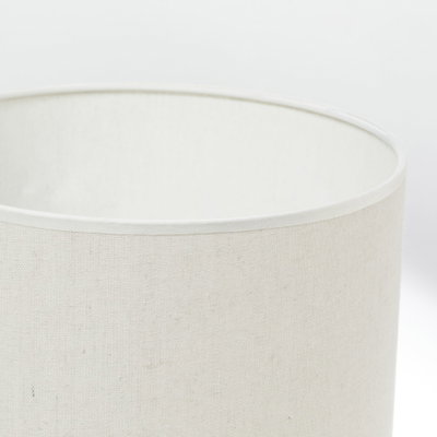 Abat-jour beige en tissu lin avec bord blanc pour un éclairage intérieur élégant