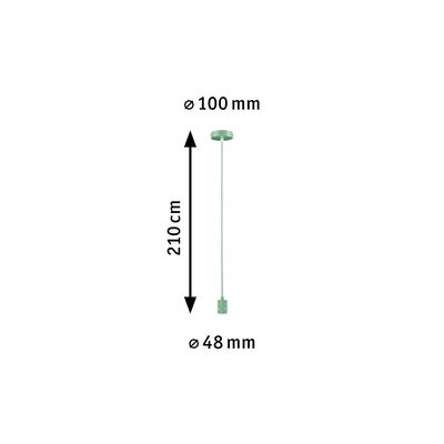 Grüne Pendelleuchte mit 210 cm Länge und 48 mm Durchmesser, moderner LED-Hängeleuchte