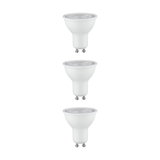 Trois ampoules LED GU10 blanches avec verre clair, spots LED économes en énergie pour éclairage intérieur