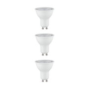 Trois ampoules LED GU10 blanches avec verre clair, spots LED économes en énergie pour éclairage intérieur