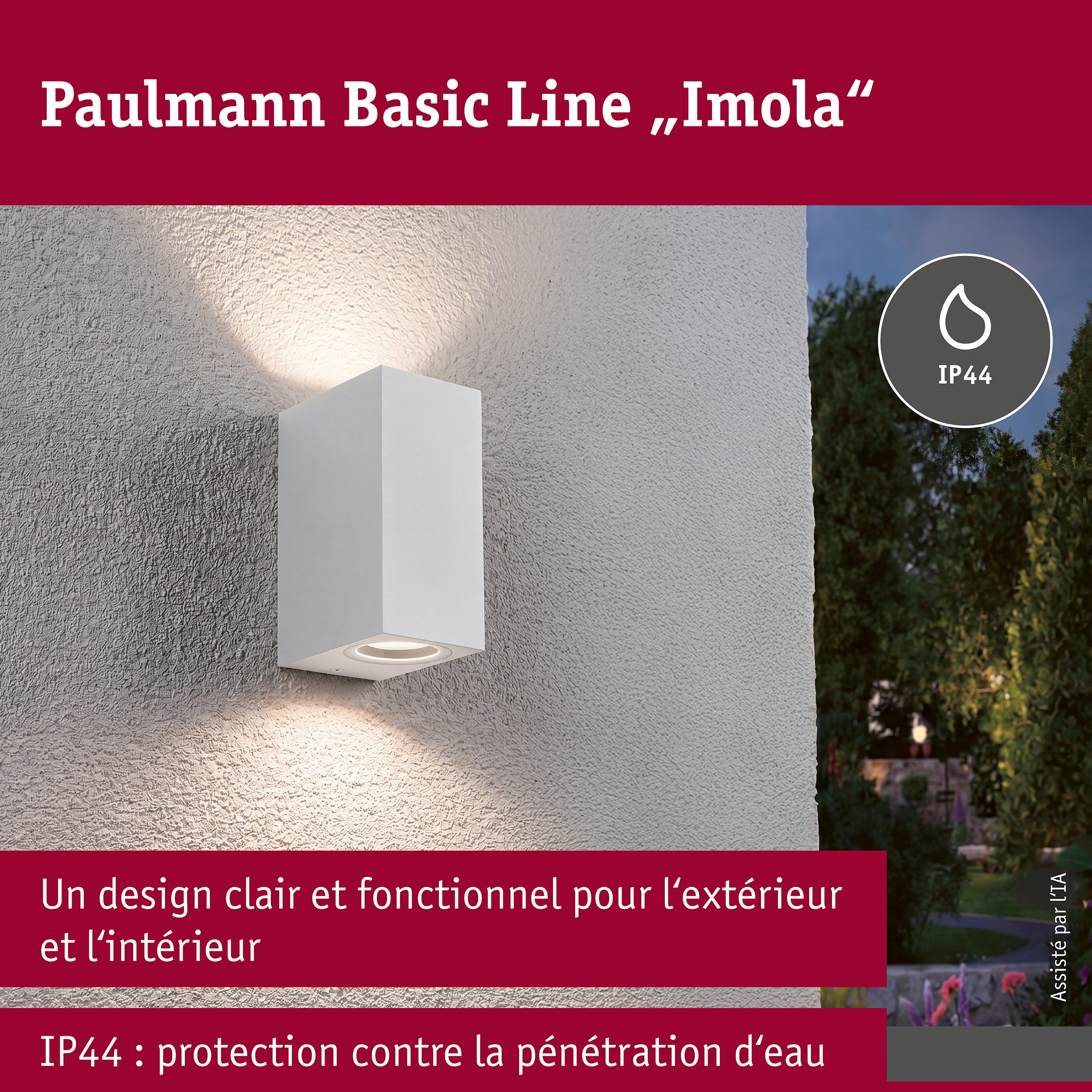 Applique Imola IP44 GU10 230V max. 2x10W Blanc dépoli