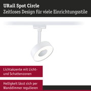 Weißer URail Spot Circle LED-Strahler mit zeitlosem Design für vielseitige Beleuchtung