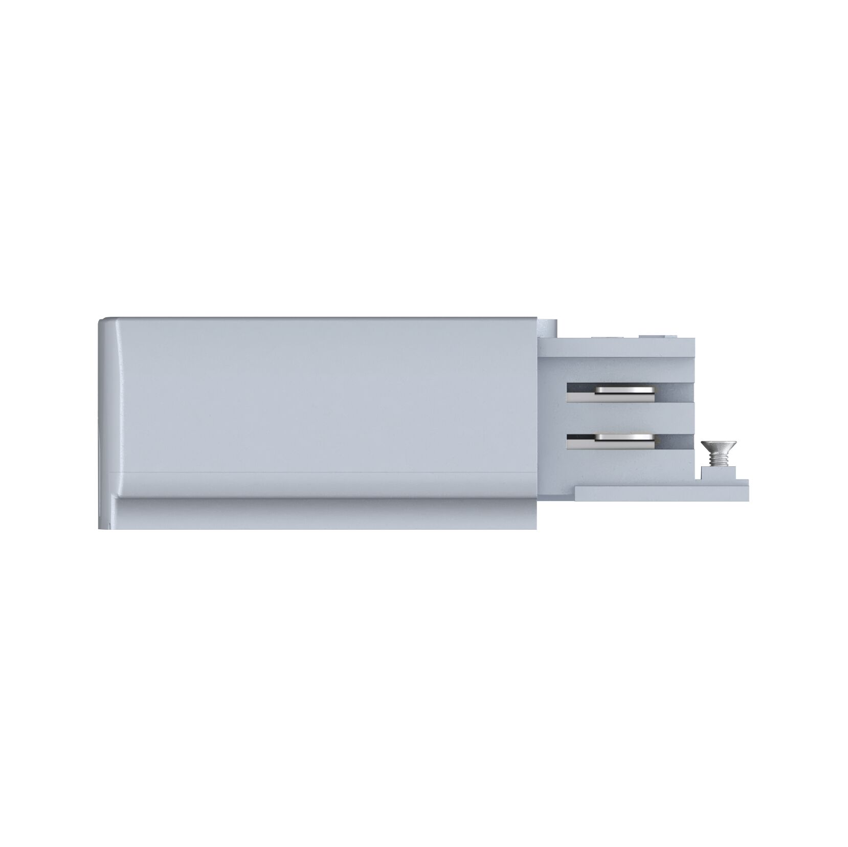 Weißes Kunststoff-Gehäuse mit Metallkontakten und Schraube für elektrischen Anschluss, LED-Zubehör